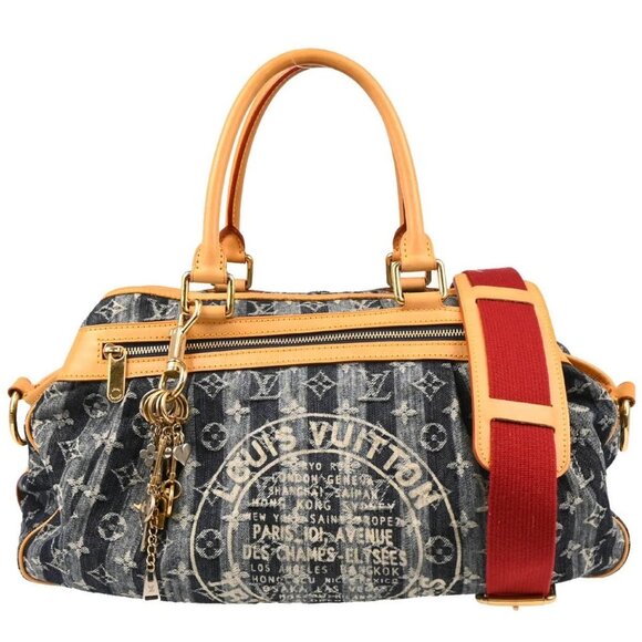 Louis Vuitton Blue Monogram Denim Cabas Raye GM 2way Tote - Picture 1 of 11